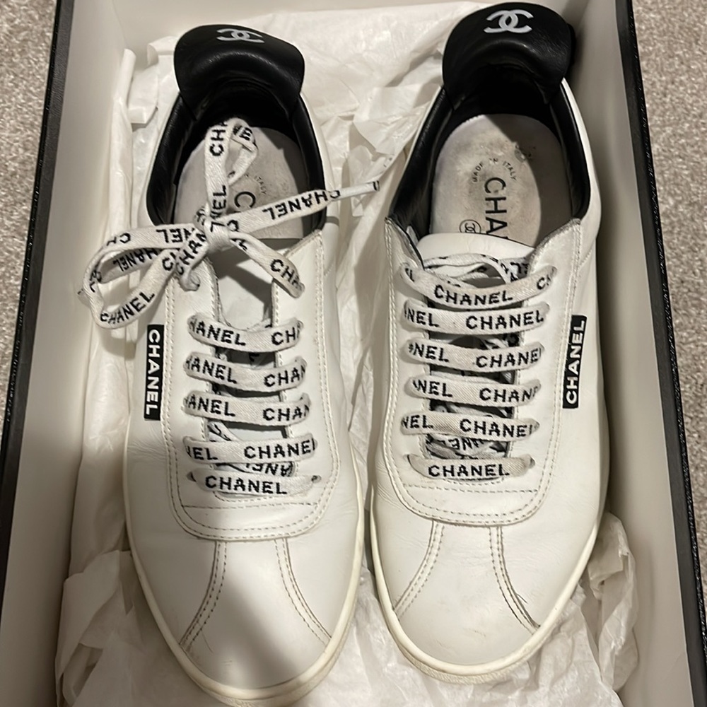 Chanel calfskin CC sneakers